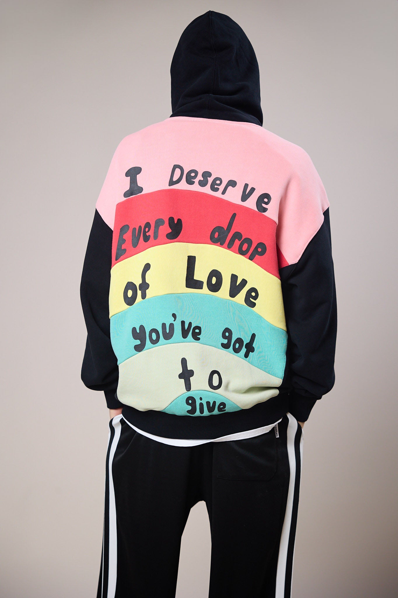I Deserve Print Hoodie Cut and Sew