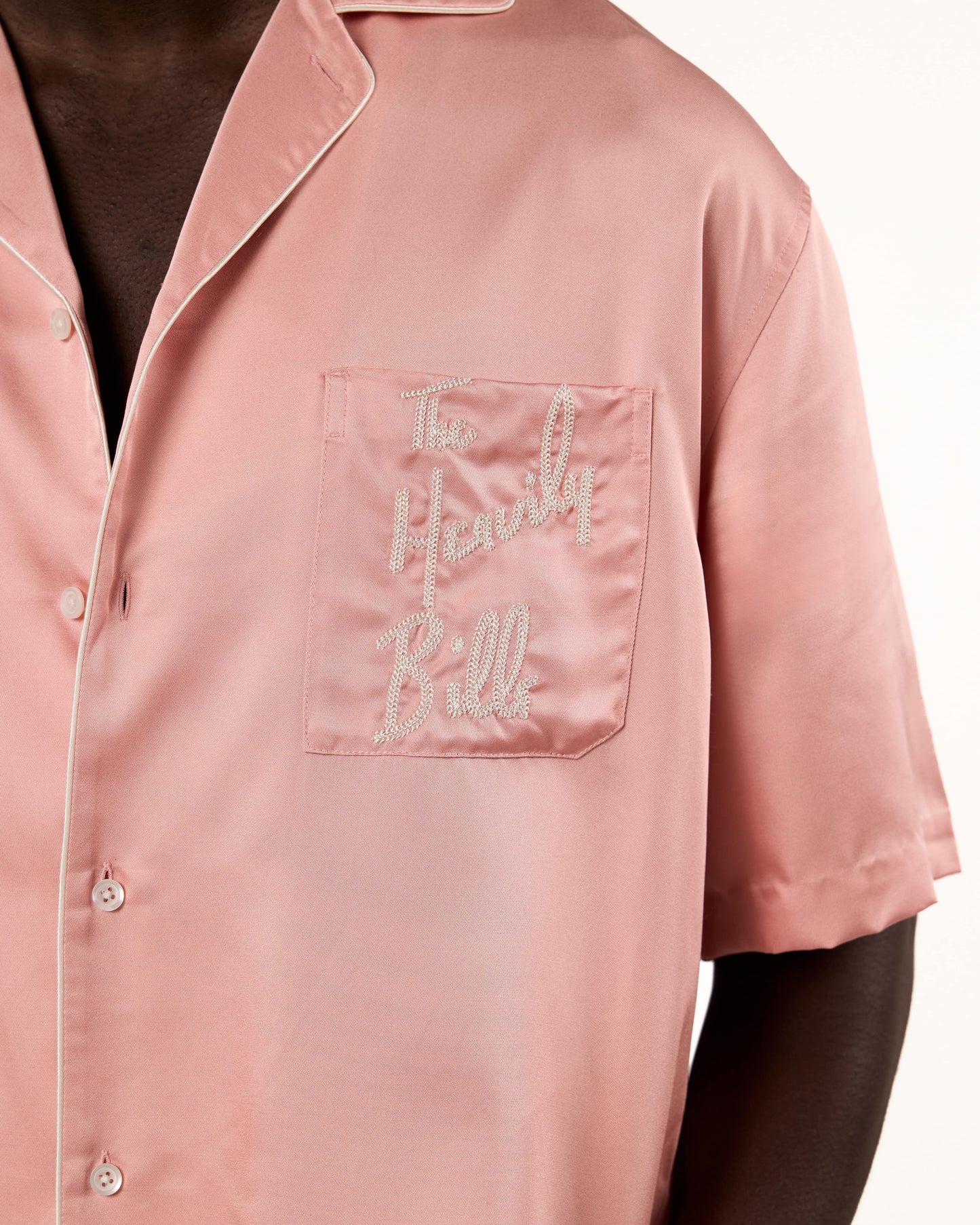 S/S SILK HEAVILY BILLS SHIRT | Pink