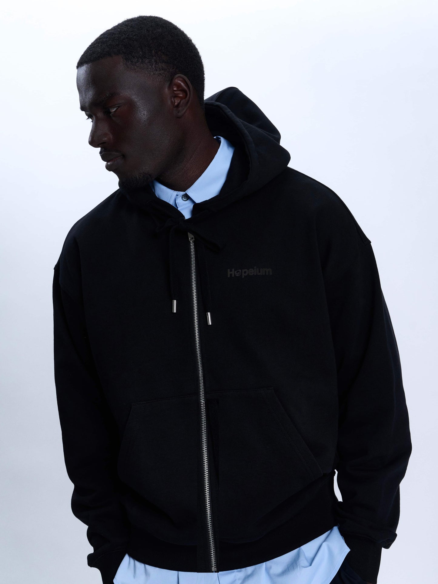 LOGO HOODED ZIP | Black