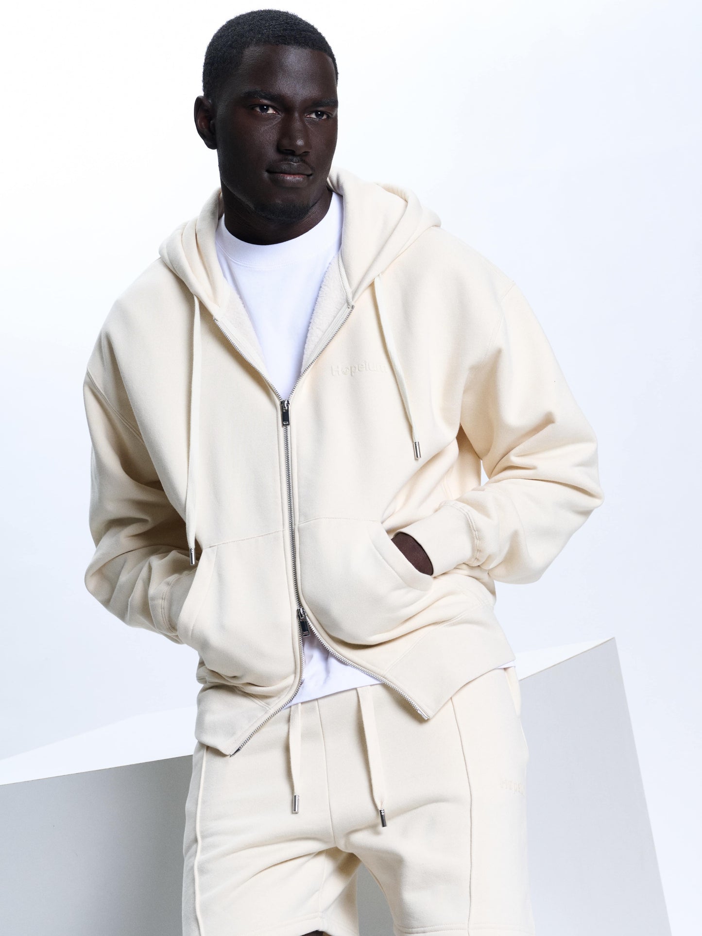 LOGO HOODED ZIP | Dune