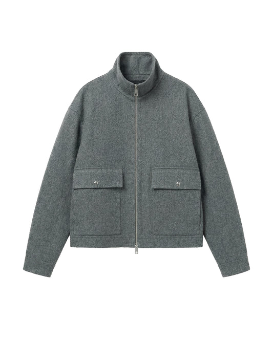 WINTER WOOLY SHORT JACKET | Grey Melange