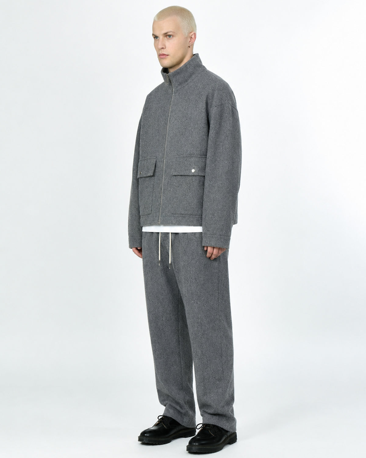 WINTER WOOLY SHORT JACKET | Grey Melange