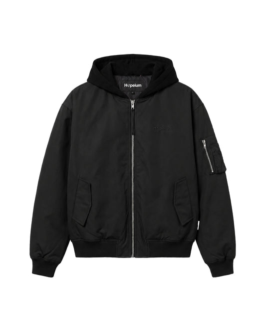 HOODED BOMBER JACKET | Black