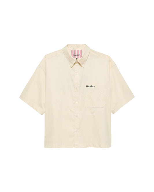 S/S POPLIN SHIRT WITH SCRIPTED LOGO | Dune