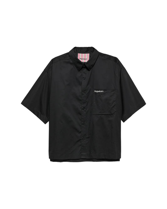 S/S POPLIN SHIRT WITH SCRIPTED LOGO | Black