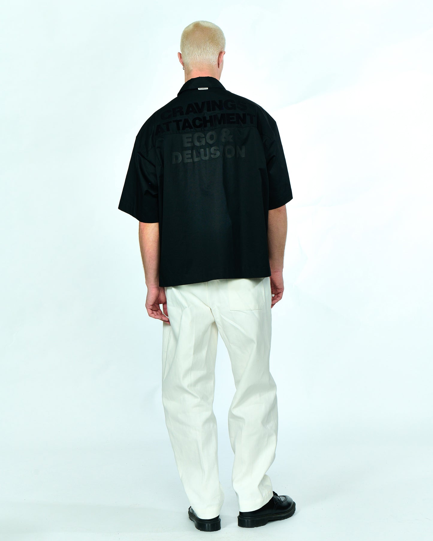 S/S POPLIN SHIRT WITH SCRIPTED LOGO | Black