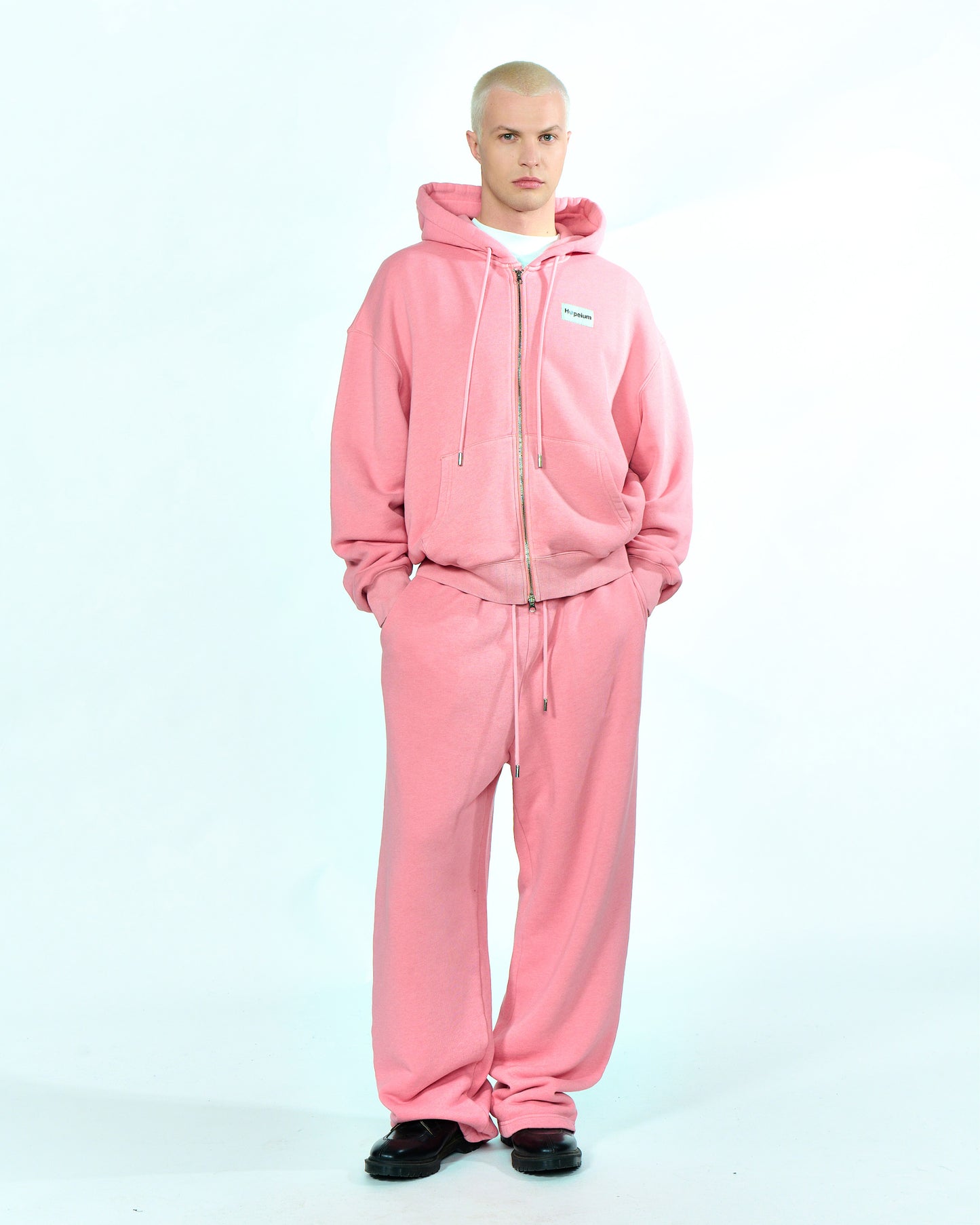 CASHMERE BLEND ZIP-UP HOODIE | Pink