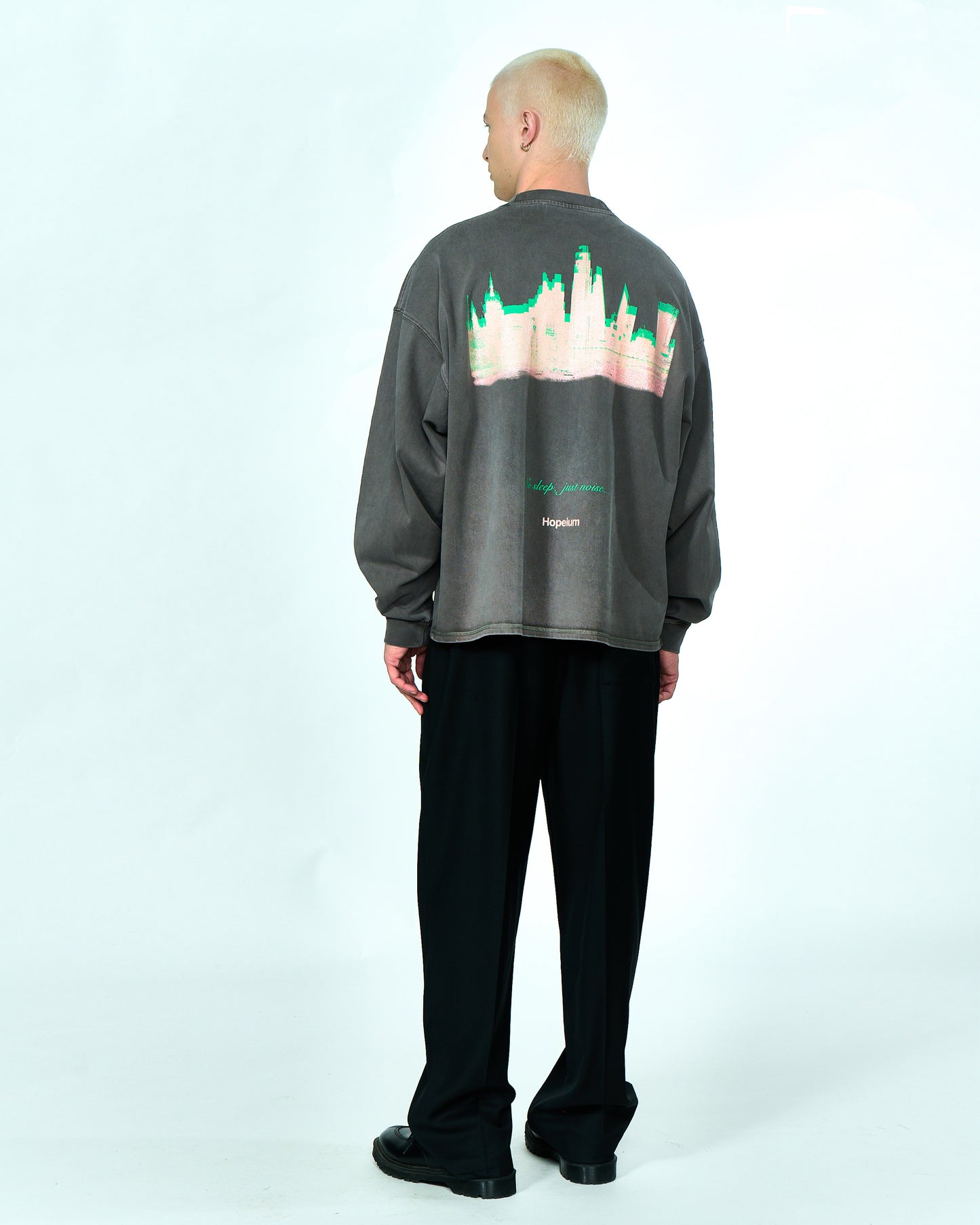 NO SLEEP JUST NOISE L/S TEE | Washed grey