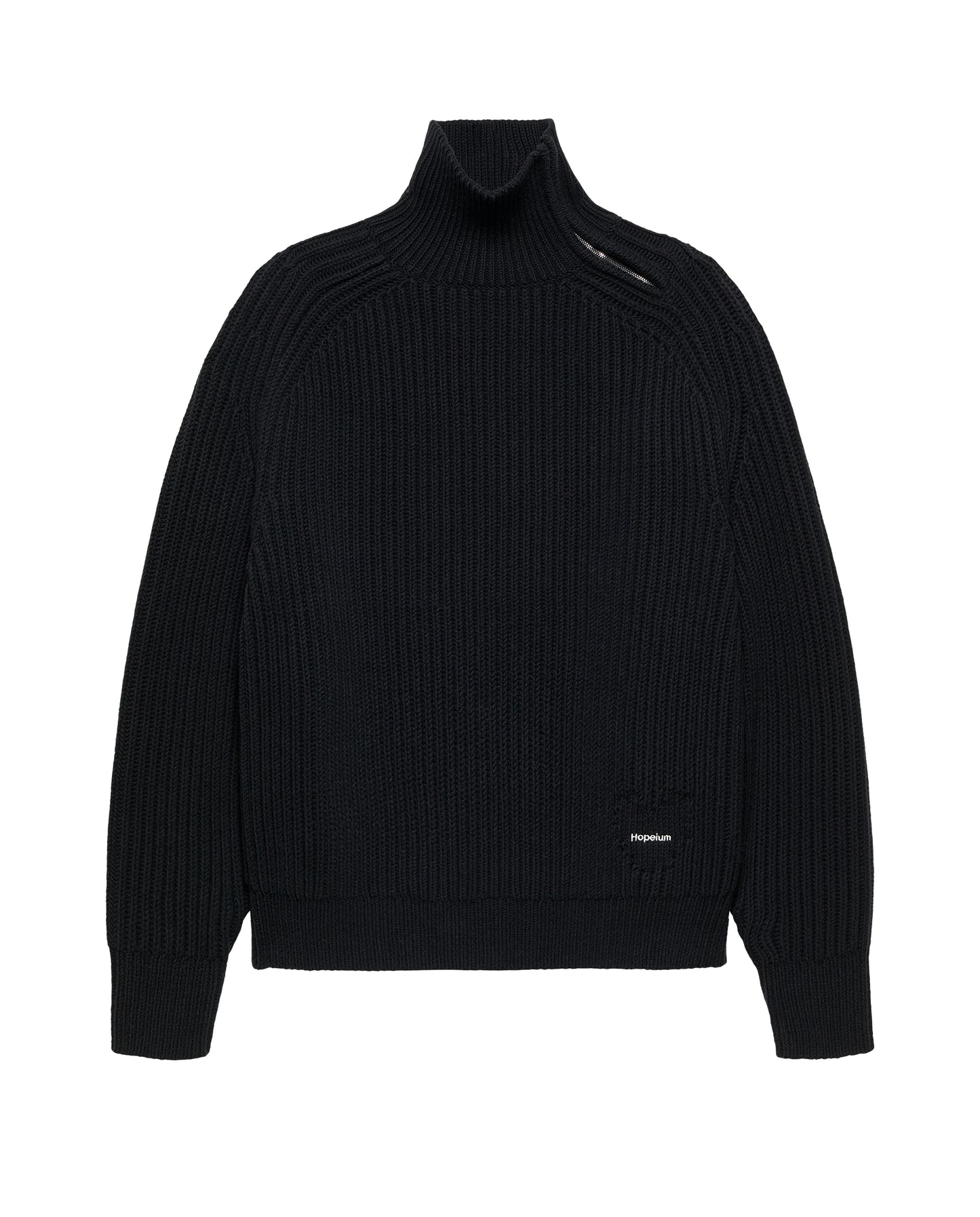 TURTLE NECK KNIT WITH ZIP | Black