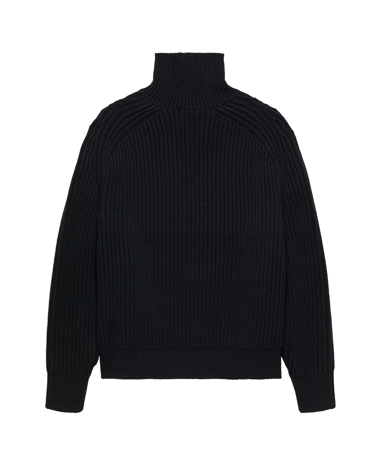 TURTLE NECK KNIT WITH ZIP | Black