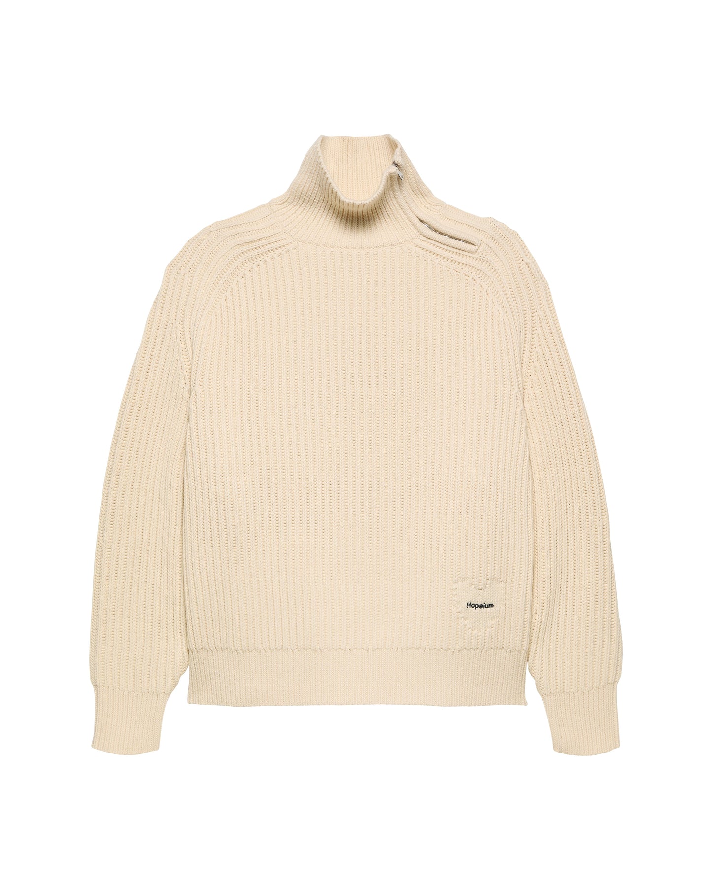 TURTLE NECK KNIT WITH ZIP | Dune