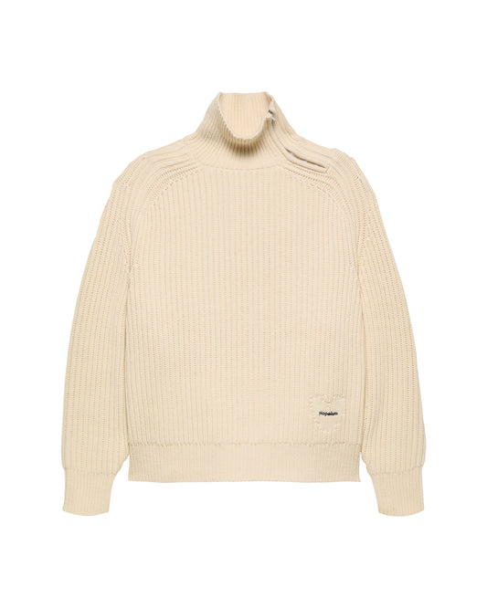 TURTLE NECK KNIT WITH ZIP | Dune