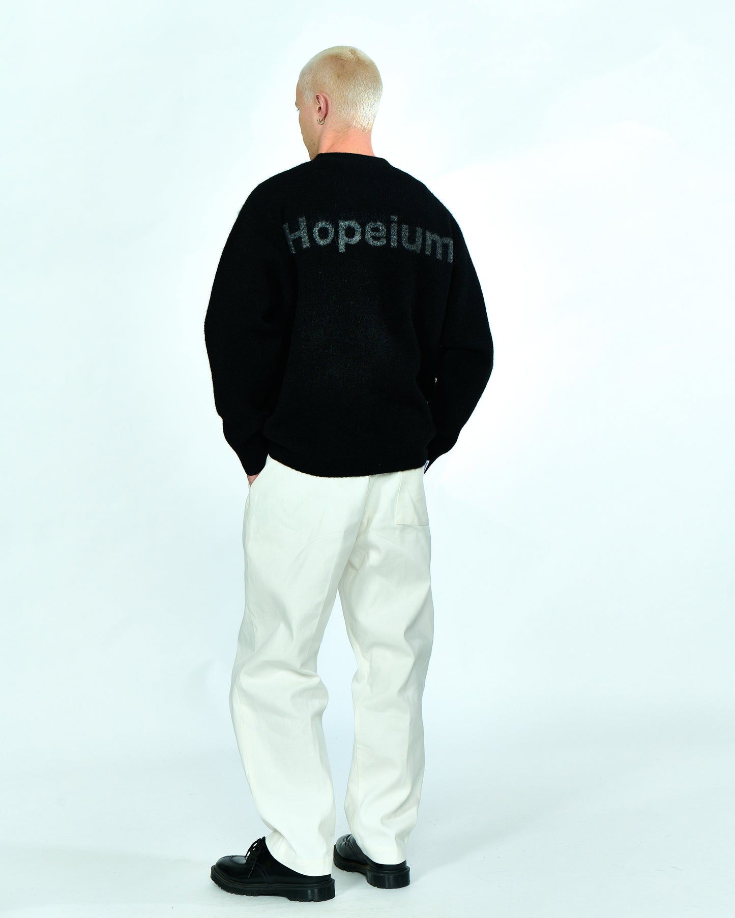 ALPACA BLEND LOGO CARDIGAN | Black