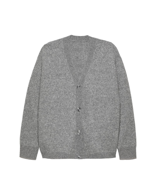 ALPACA BLEND LOGO CARDIGAN | Grey Melange
