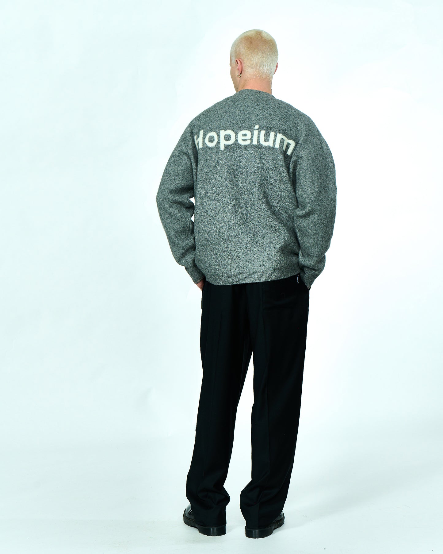 ALPACA BLEND LOGO CARDIGAN | Grey Melange