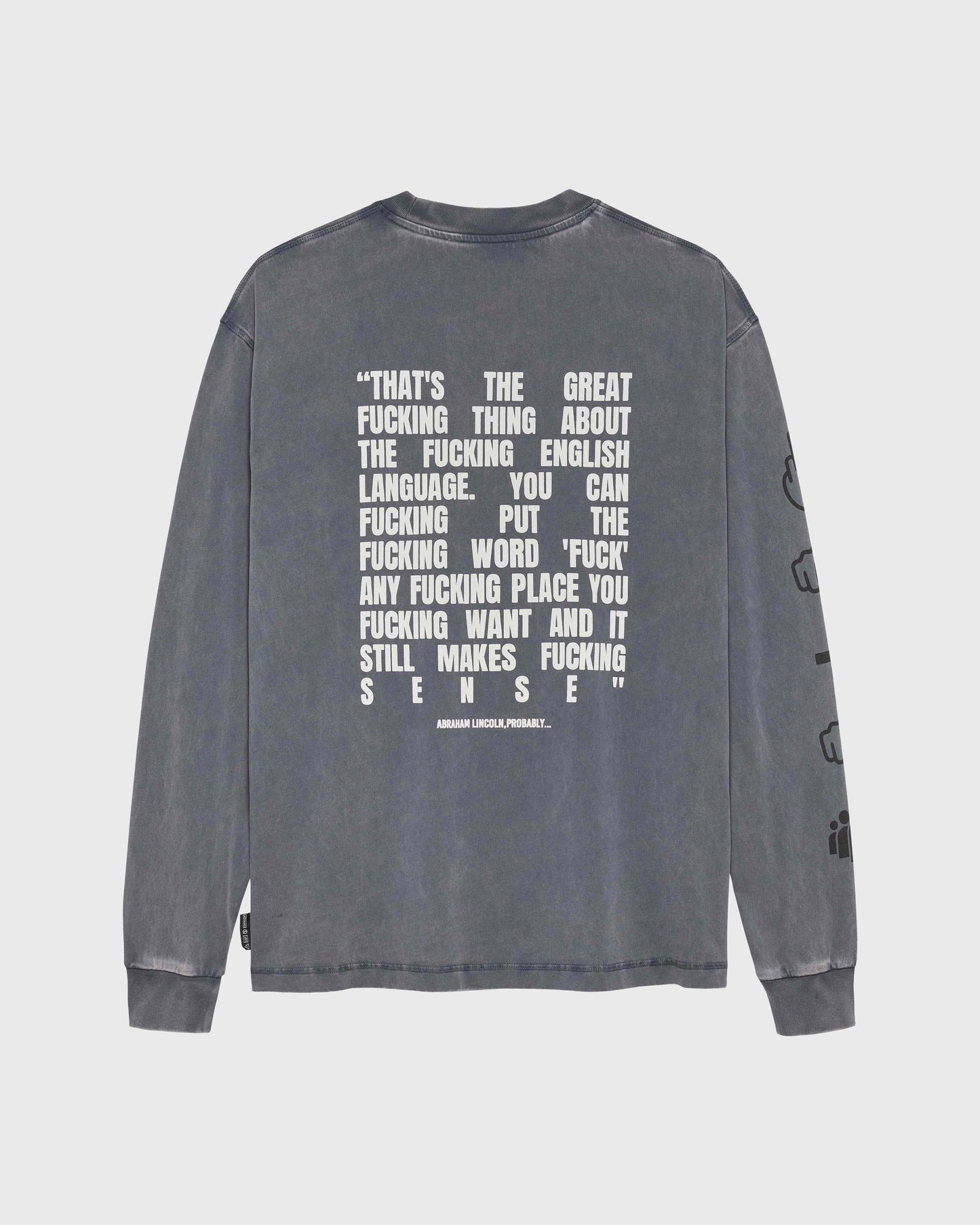 LONGLSEEVE TEXT TEE WASHED GREY