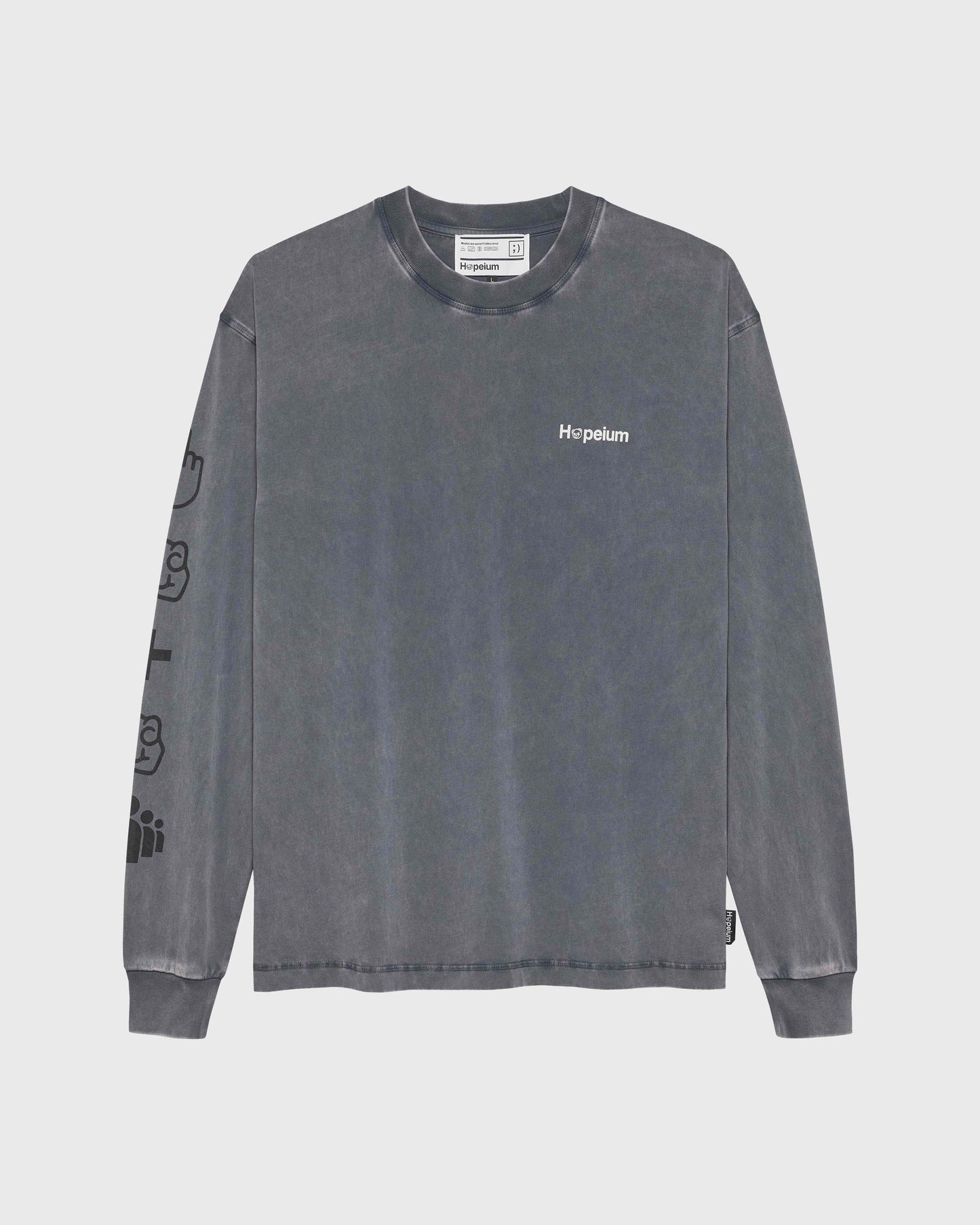 LONGLSEEVE TEXT TEE WASHED GREY