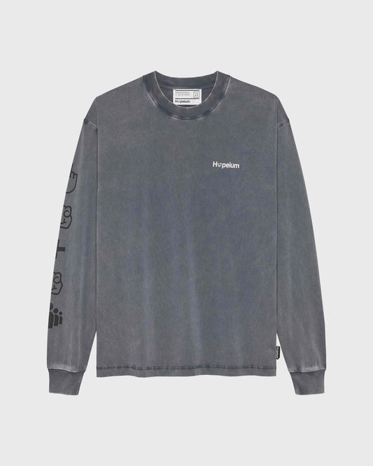 LONGLSEEVE TEXT TEE WASHED GREY