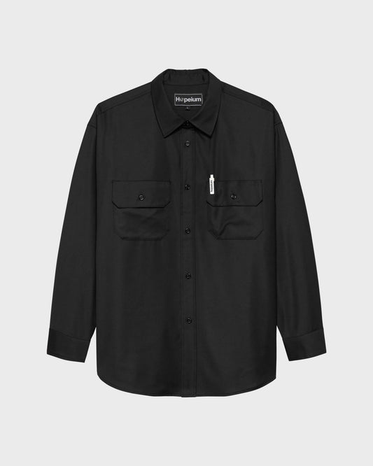 LONGSLEEVE WOOL SHIRT IN BLACK