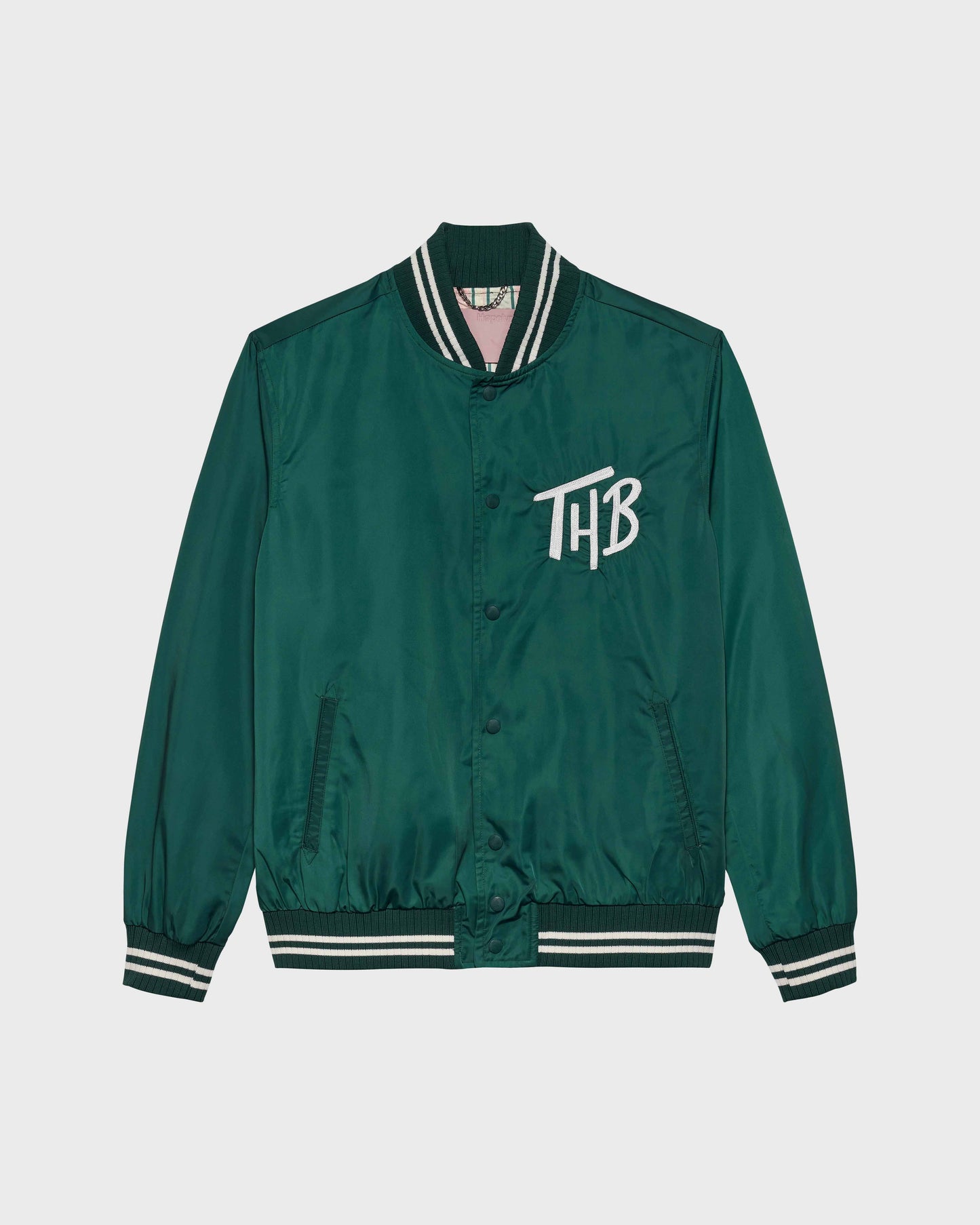 SATIN HEAVILY BILLS JACKET IN GREEN