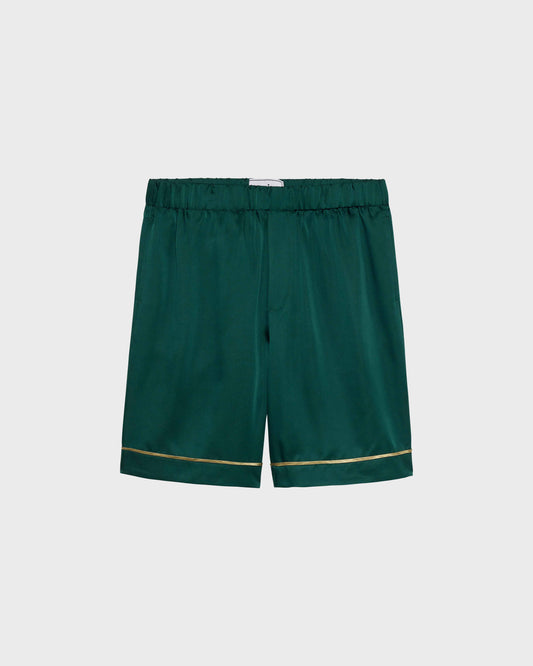 SILK SHORT IN FOREST GREEN