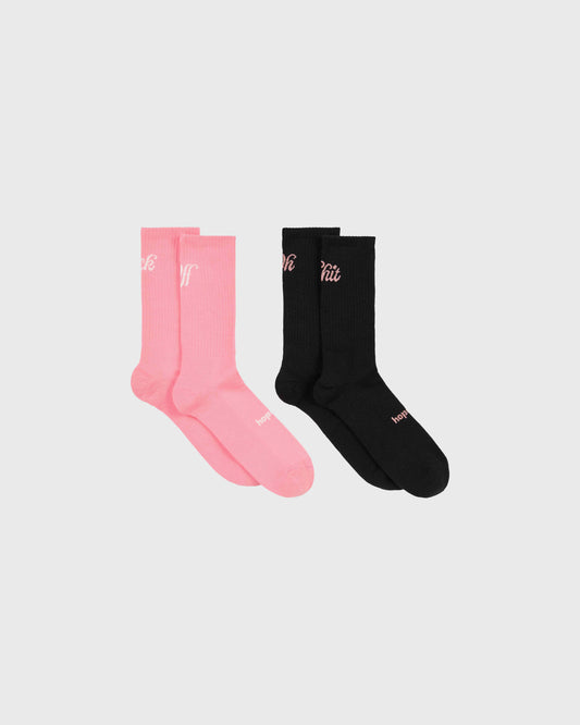 2-PACK SOCKS PINK/BLACK