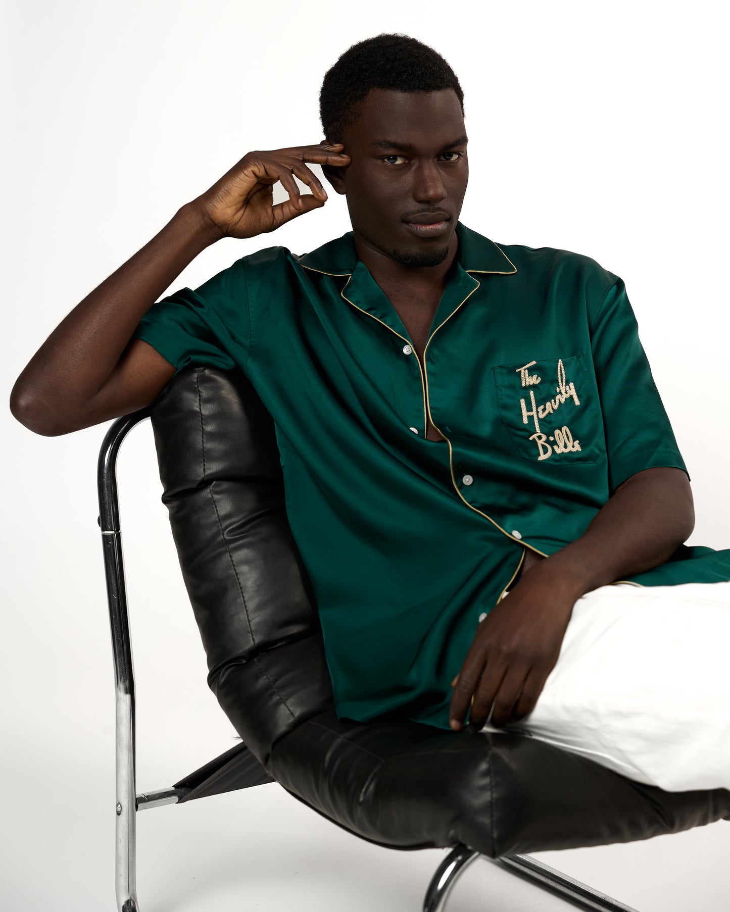 SHORTSLEEVE SILK HEAVILY BILLS SHIRT GREEN